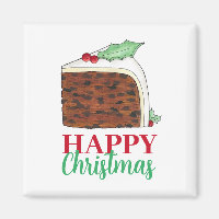 Happy Christmas UK British Cake Slice Festive
