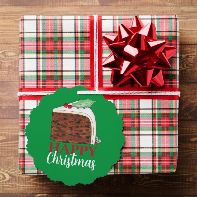 Happy Christmas UK British Cake Slice Festive Tree Decoration Card (Insitu (Gift))