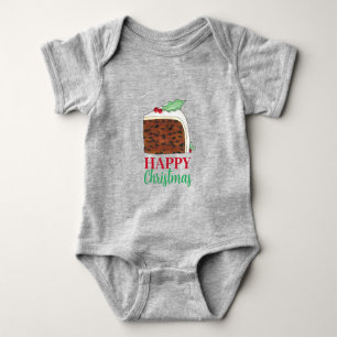 Happy Christmas UK British Cake Slice Homemade Baby Bodysuit