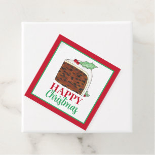 Happy Christmas UK British Cake Slice Homemade Favour Tags