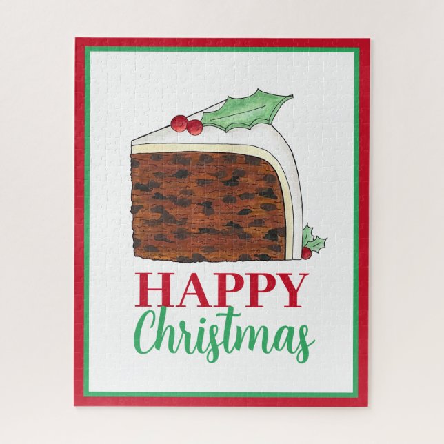 Happy Christmas UK British Cake Slice Homemade Jigsaw Puzzle (Vertical)