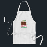 Happy Christmas UK British Cake Slice Homemade Standard Apron<br><div class="desc">UK-themed design features an original marker illustration of a delicious slice of British Christmas cake,  topped with holly leaves and berries. Ideal for celebrating the festive period!</div>