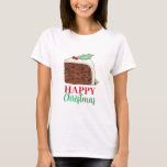 Happy Christmas UK British Cake Slice Homemade T-Shirt<br><div class="desc">UK-themed design features an original marker illustration of a delicious slice of British Christmas cake,  topped with holly leaves and berries. Ideal for celebrating the festive period!</div>