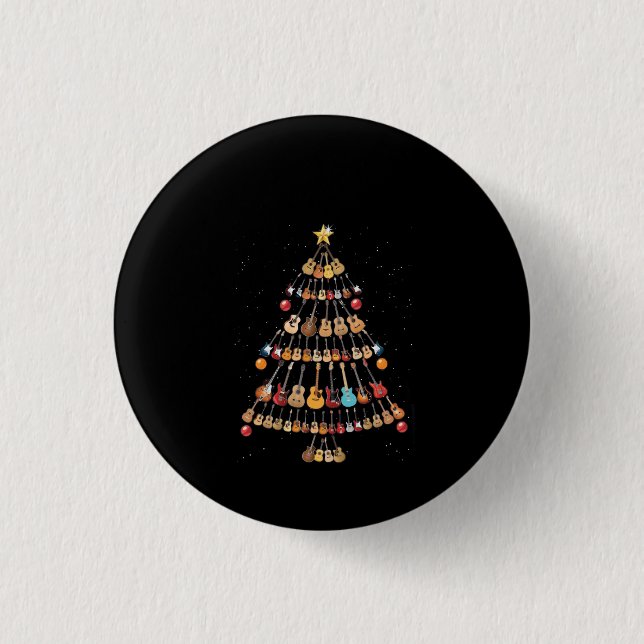 Happy Christmas|Ukulele Instrument Christmas Tree 3 Cm Round Badge (Front)