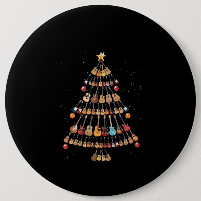 Happy Christmas|Ukulele Instrument Christmas Tree 6 Cm Round Badge (Front)