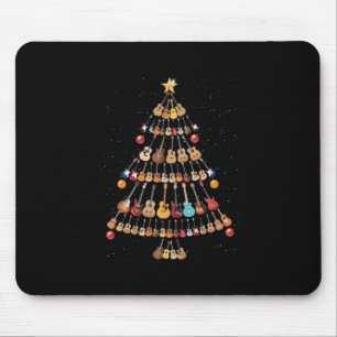 Happy Christmas Ukulele Instrument Christmas Tree Mouse Mat