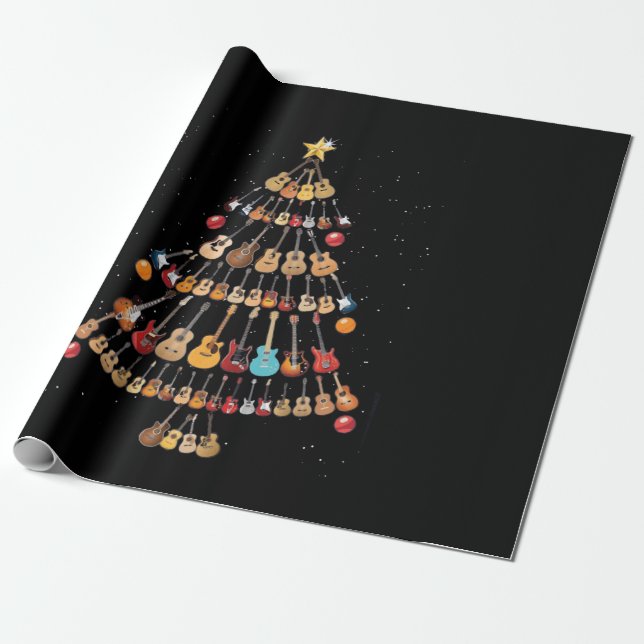 Happy Christmas|Ukulele Instrument Christmas Tree Wrapping Paper (Unrolled)