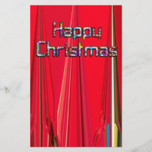Happy Christmas Vintage lovely Red Stationery