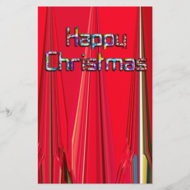 Happy Christmas Vintage lovely Red Stationery (Front)