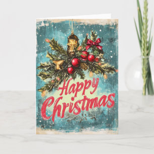 Happy Christmas Vintage Ornaments Holiday Card