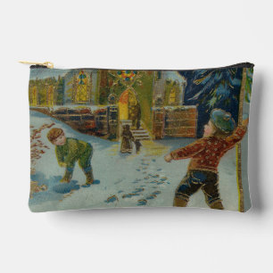 Happy Christmas - Vintage snowball fight postcard Accessory Pouch