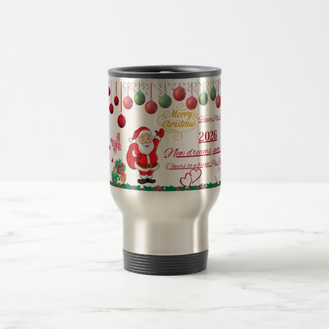 Happy Christmas  Water Bottle Travel Mug (Center)