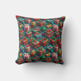 Happy Christmas wrapped gifts 10 - Throw Pillow