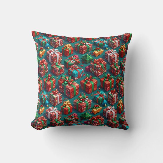 Happy Christmas wrapped gifts 10 - Throw Pillow (Front)