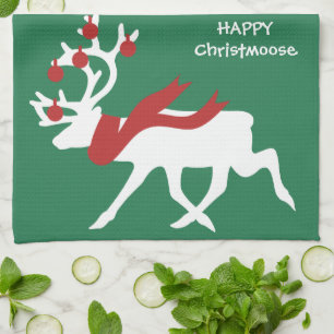 Happy Christmoose Christmas Dish Towel