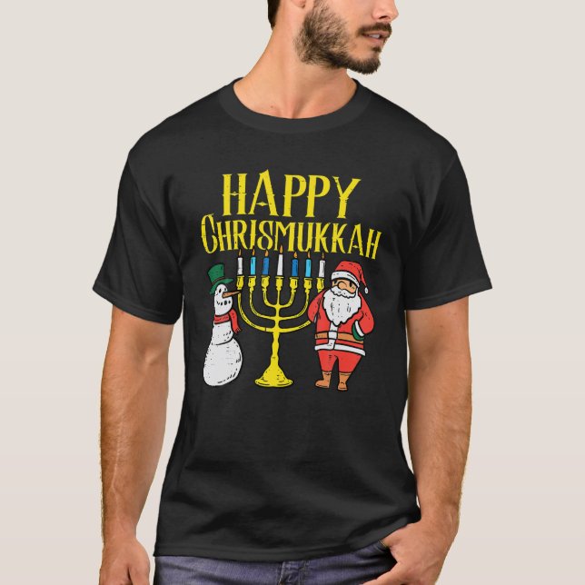 Happy Christmukkah Christmas Hanukkah Pyjamas T-Shirt (Front)