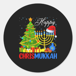 Happy Christmukkah Funny Hanukkah Christmas Happy Classic Round Sticker