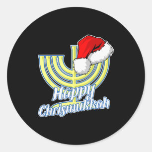 Happy Christmukkah Hanukkah Christmas Classic Round Sticker