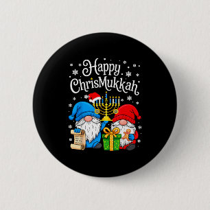 Happy Christmukkah Hanukkah Christmas Gnome Xmas F 6 Cm Round Badge