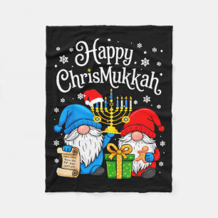 Happy Christmukkah Hanukkah Christmas Gnome Xmas F Fleece Blanket