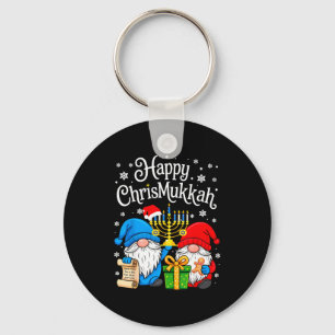 Happy Christmukkah Hanukkah Christmas Gnome Xmas F Key Ring