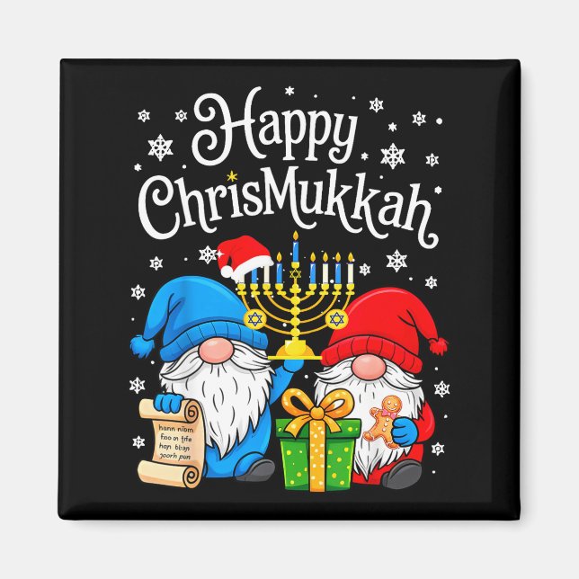 Happy Christmukkah Hanukkah Christmas Gnome Xmas F Magnet (Front)