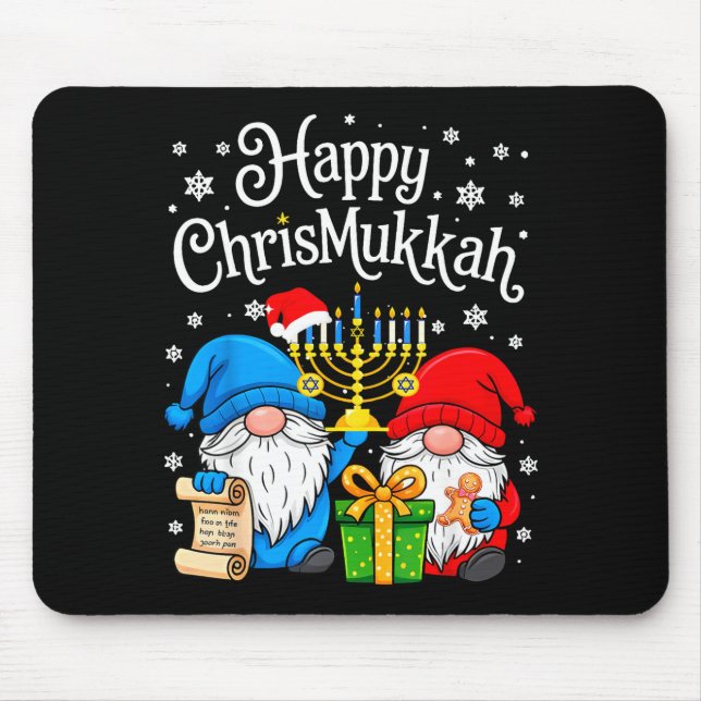 Happy Christmukkah Hanukkah Christmas Gnome Xmas F Mouse Mat (Front)