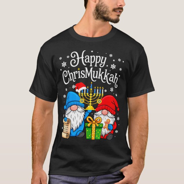 Happy Christmukkah Hanukkah Christmas Gnome Xmas F T-Shirt (Front)