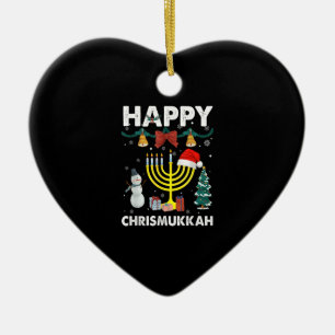 Happy Christmukkah Jewish Christmas Hanukkah Chanu Ceramic Tree Decoration