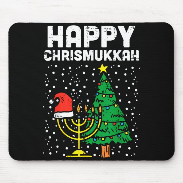 Happy Christmukkah Jewish Christmas Hanukkah Chanu Mouse Mat (Front)