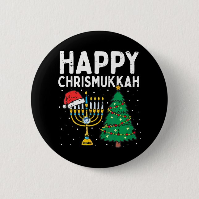 Happy Christmukkah Jewish Jew Christmas Hanukkah 6 Cm Round Badge (Front)