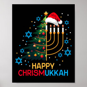 Happy Christmukkah Merry Christmas Hanukkah Jewish Poster