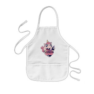 Happy Chubby Unicorn Toddler Eating Ice Cream Kids Apron