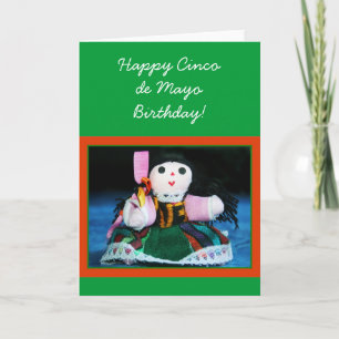Happy Cinco de Mayo Birthday doll greeting card