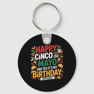 Happy Cinco De Mayo Birthday Tacos Kids Men Women Key Ring
