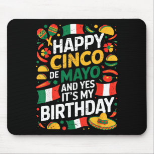 Happy cinco de mayo birthday tacos kids men women mouse mat