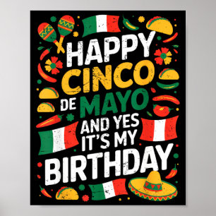 Happy cinco de mayo birthday tacos kids men women poster