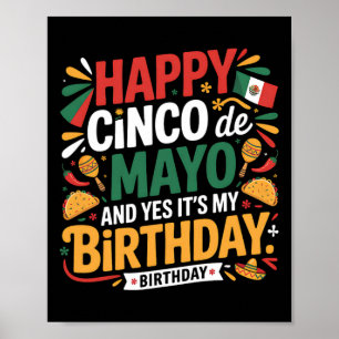 Happy Cinco De Mayo Birthday Tacos Kids Men Women Poster