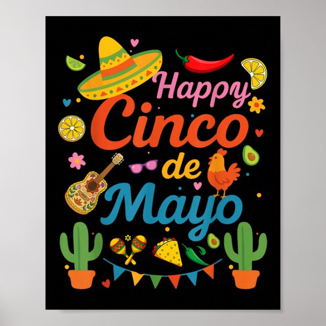 Happy Cinco De Mayo Fiesta Mexican Party Men Women Poster (Front)