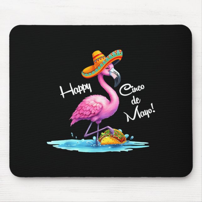 Happy cinco de mayo flamingo design with taco  mouse mat (Front)