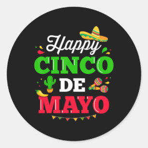 Happy Cinco De Mayo For Mexican Fiesta Costume 1  Classic Round Sticker