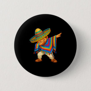 Happy Cinco De Mayo Mexican Boy Dabbing Poncho Par 6 Cm Round Badge