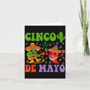 Happy cinco de mayo mexican cactus and pepper card