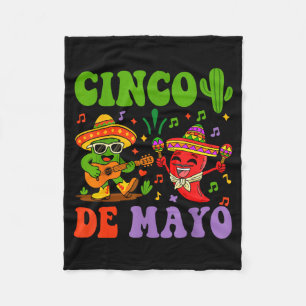 Happy cinco de mayo mexican cactus and pepper fleece blanket