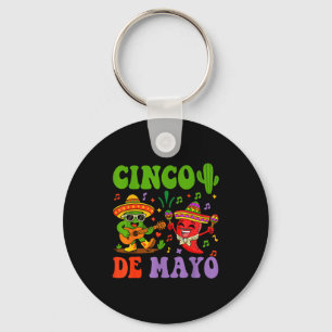 Happy cinco de mayo mexican cactus and pepper key ring