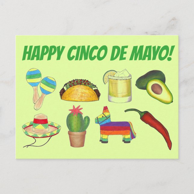 Happy Cinco de Mayo Mexican Fiesta Celebration Invitation Postcard (Front)