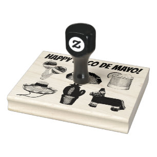 Happy Cinco de Mayo Mexican Fiesta Celebration Rubber Stamp