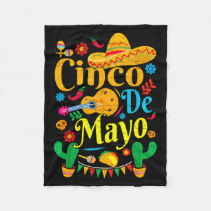 Happy cinco de mayo mexican sombrero margarita fleece blanket