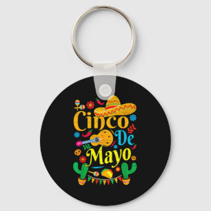 Happy cinco de mayo mexican sombrero margarita key ring