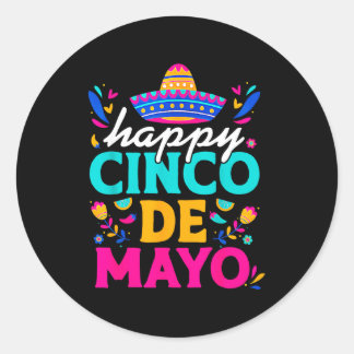 Happy cinco de mayo mexican sombrero margaritaHapp Classic Round Sticker